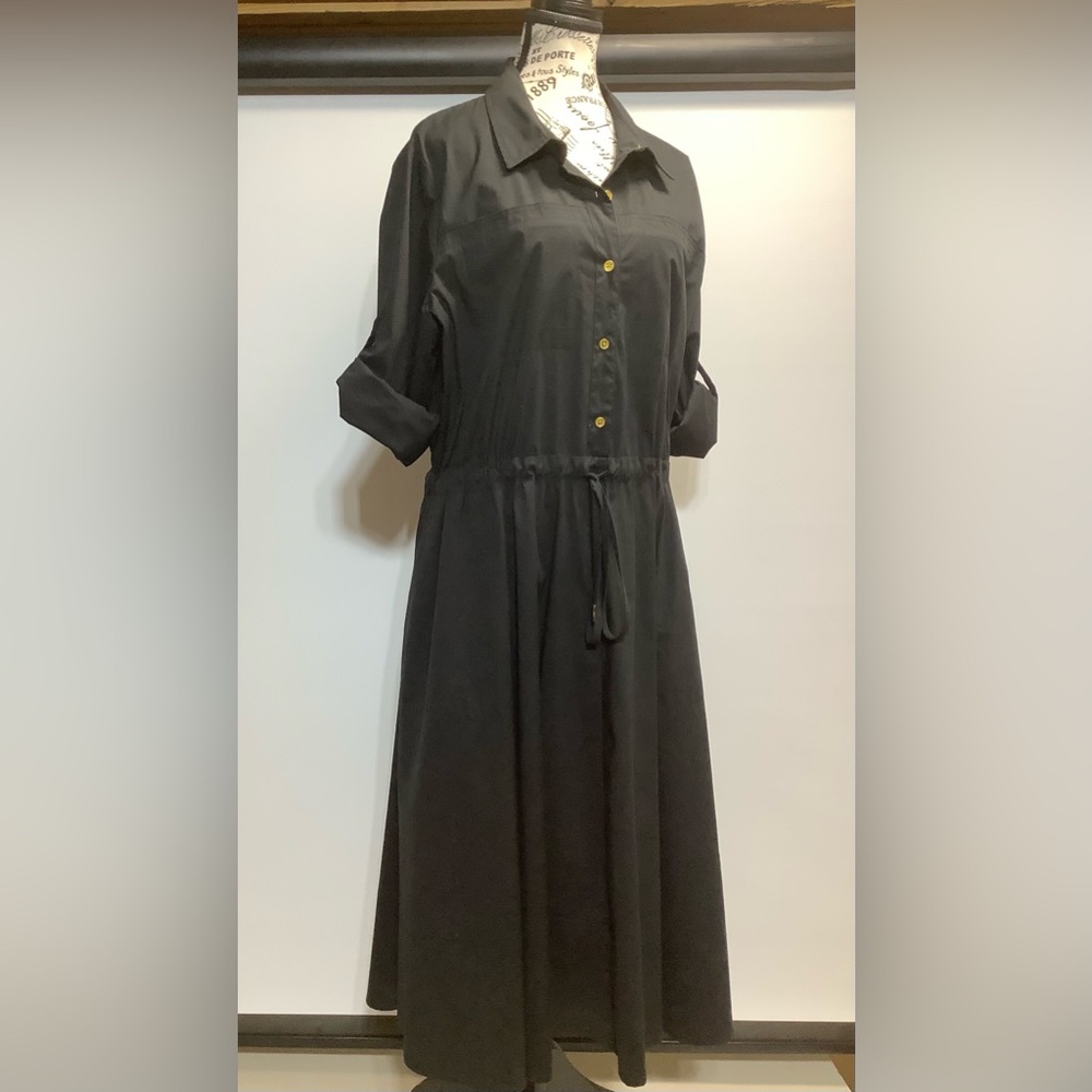Donna Karan classic black shirt dress.